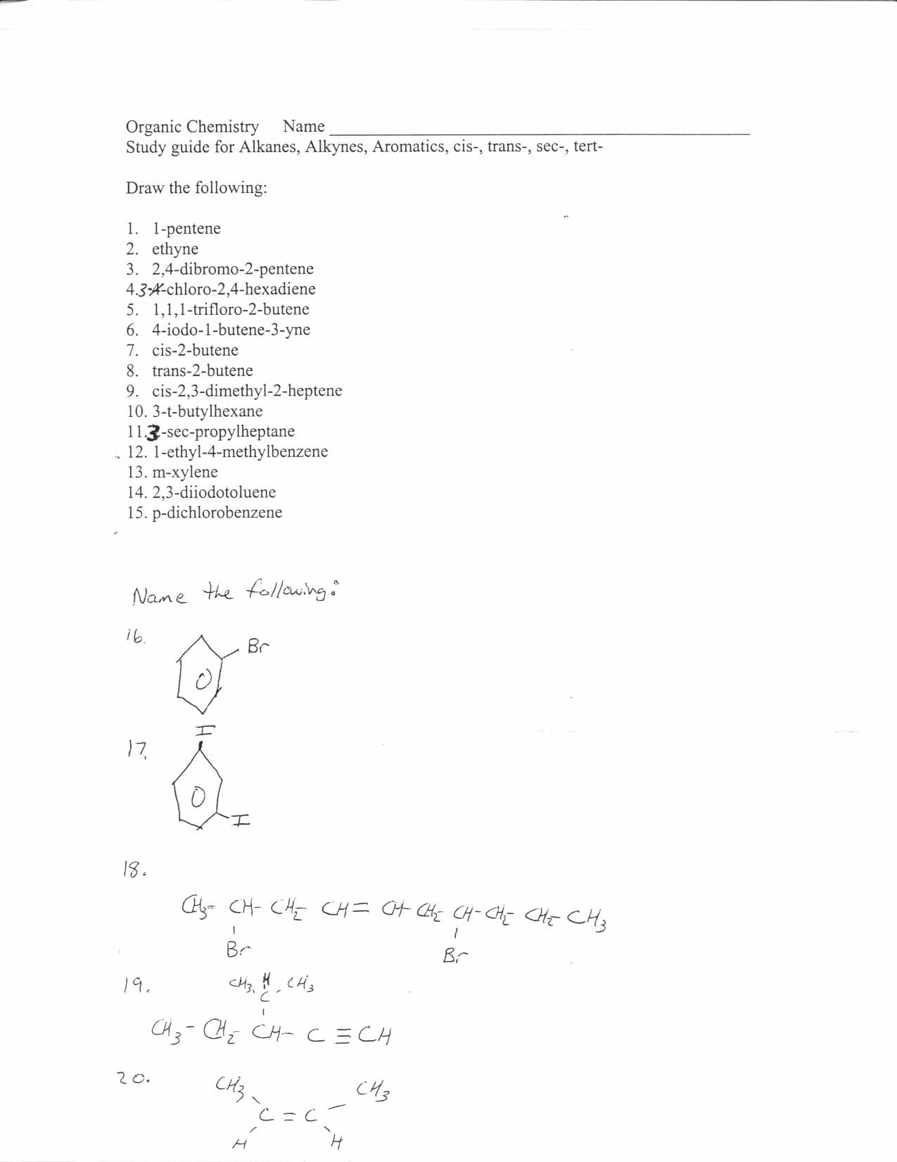 Organic Chemistry With Regard To Organic Chemistry Worksheet With Answers